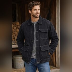 Eddie Bauer Black Field Jacket with Contrast Stitching Large